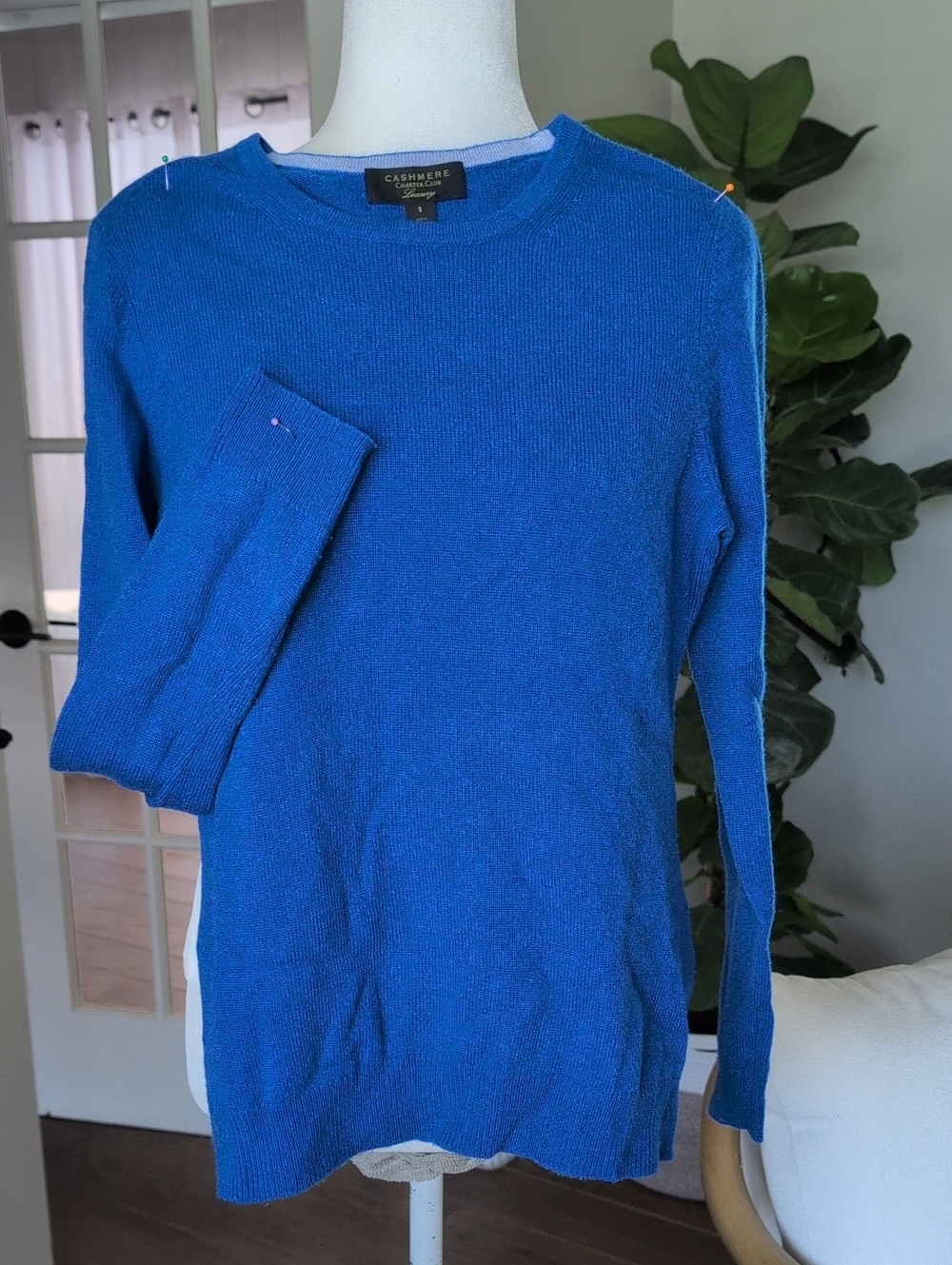 Charter Club Royal Blue Cashmere Crewneck Small